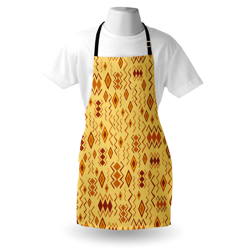Tablier africain East Urban Home, formes d'art originales, taille adulte, brun sable et gingembre