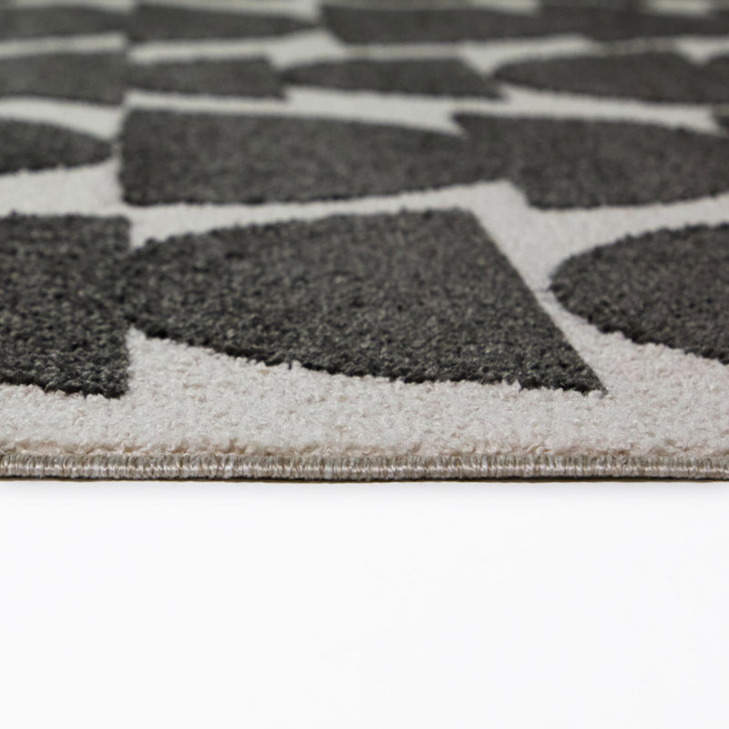 Lucio Charcoal Organic Half Moons Area Rug, Charcoal, 5'3" x 7'