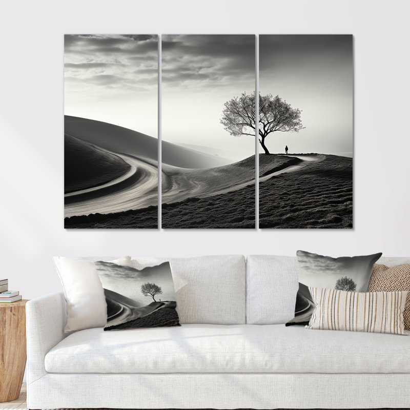 «Black and White Solitude Tree», ensemble de reproductions d'art mural, H 32 po x l 48 po x P 1 po
