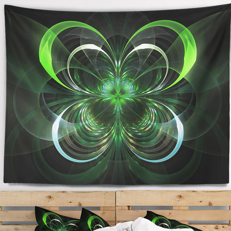 Floral floral vert fractal en tapisserie foncée, H 50 po x l 60 po