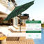 Parasol de terrasse de 3 m avec éclairage, base et moustiquaire.-570461209