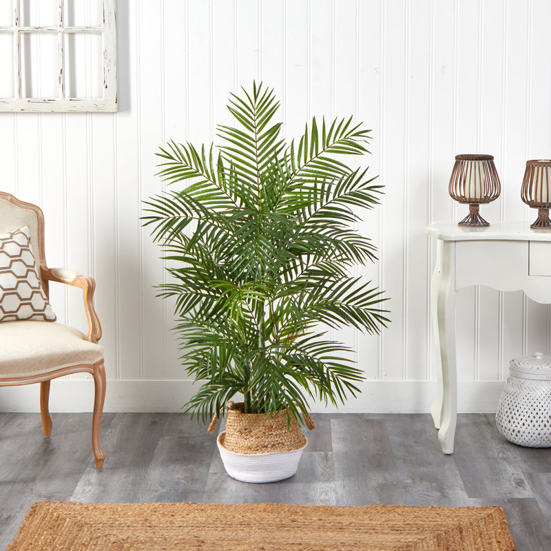 Palmier artificiel 48 po en pot, Blanc