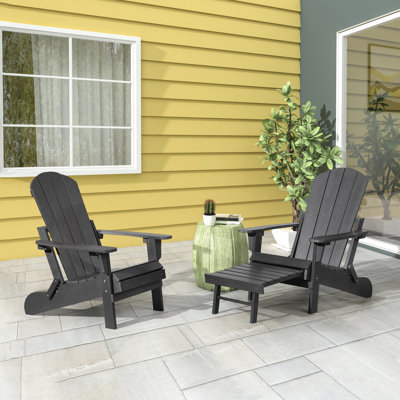 Hurley Morphew Plastic/Resin Folding Adirondack Chair with Ottoman by Rosecliff Heights