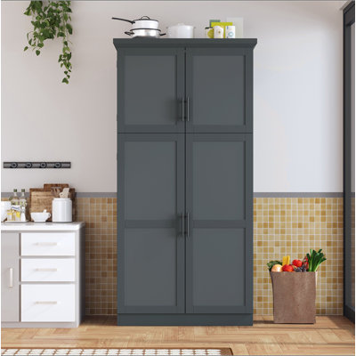 [Vidéo d'assemblage fournie] Armoire de cuisine autoportante 35,5 po x 17,6 po x 70,9 po TopMAX, armoire de rangement haute avec 4 portes, 2 tablettes de porte, 8 plateaux coulissants et tablette réglable pour la salle à manger