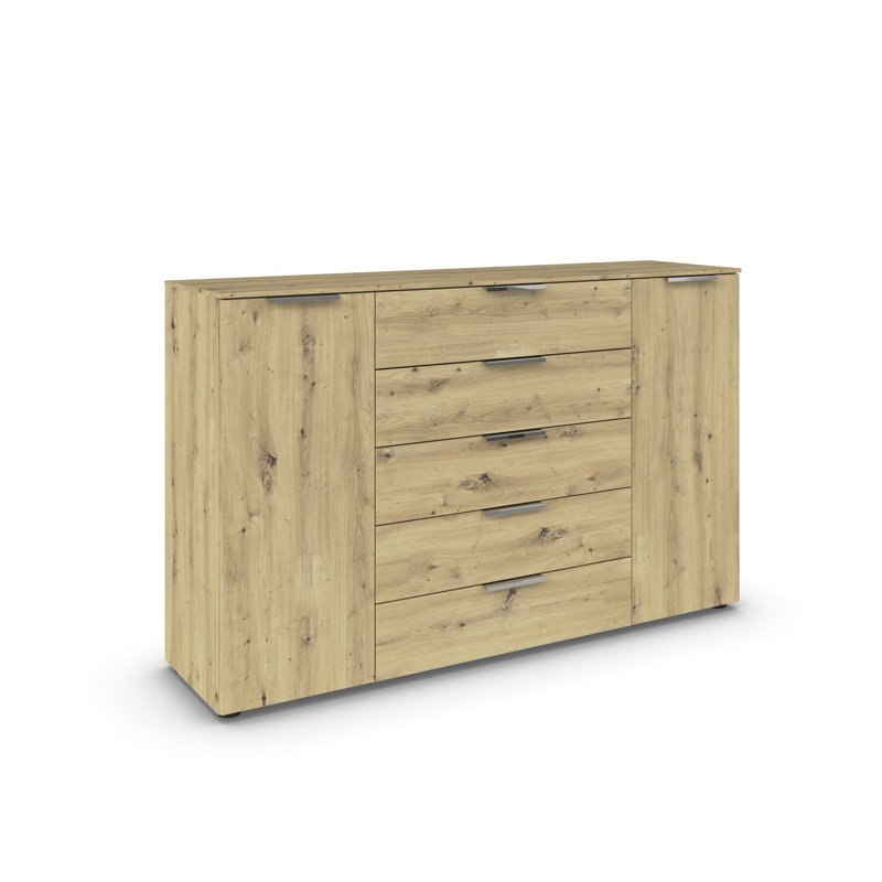 Flipp 5 - Drawer Chest of Drawers, Artisan Oak/Chrome