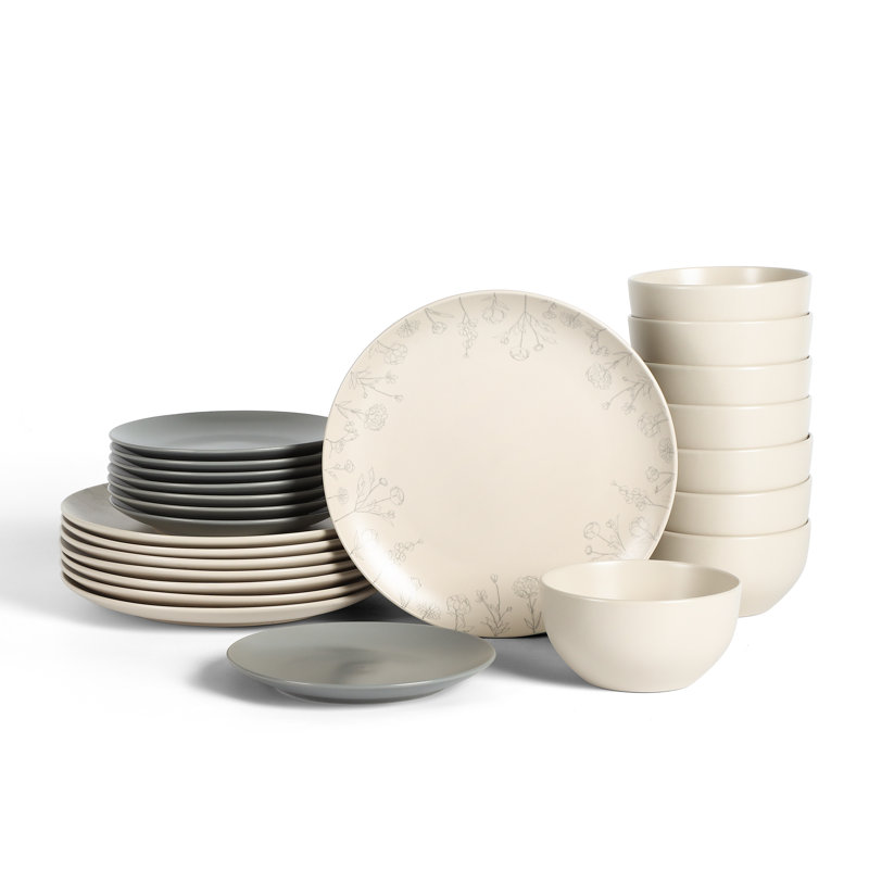 Stone Lain Camelia 24-Piece Dinnerware Set Stoneware, Gray