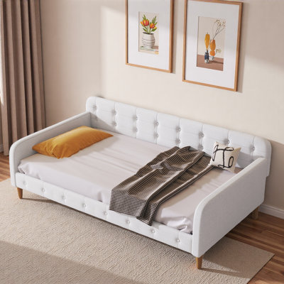 Upholstered Daybed With 4 Support Legs And Button Tufted Design