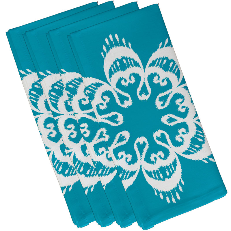 Ensemble de serviettes 4 pièces Groth Ikat Mandala, Turquoise