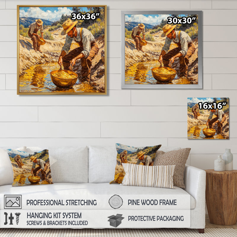 Marietta, Californie, ruée vers l'or, cowboy I - États-Unis, art mural, Impression encadrée flottante, Noir