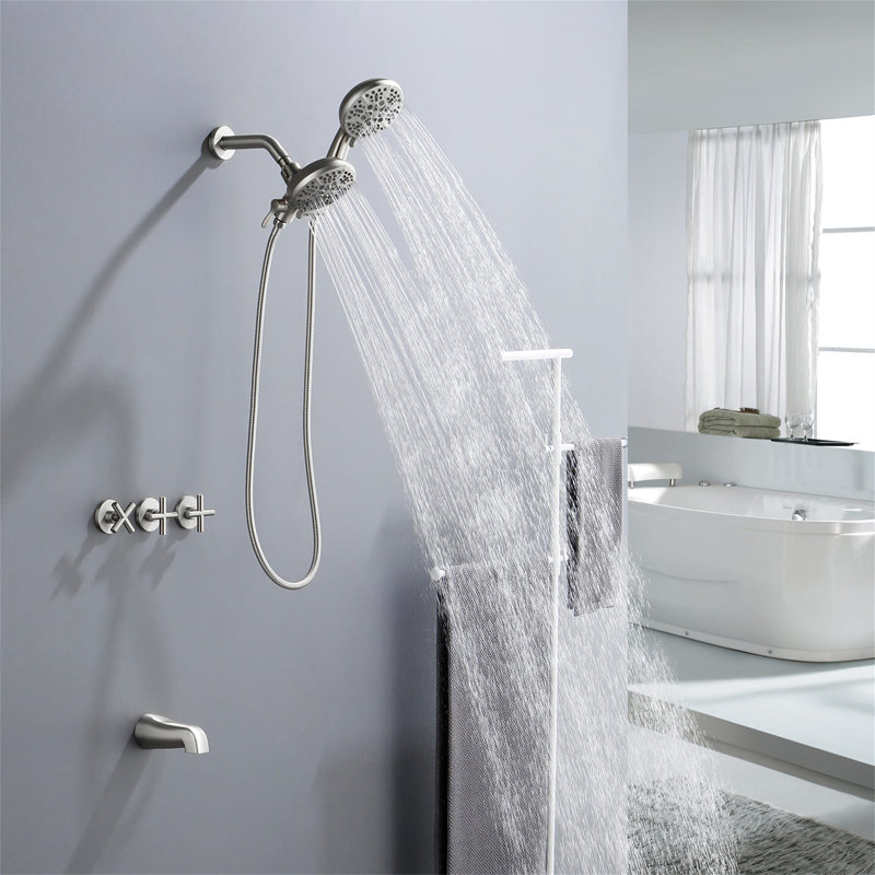 Robinet de baignoire et de douche avec valve brute, Nickel brossé