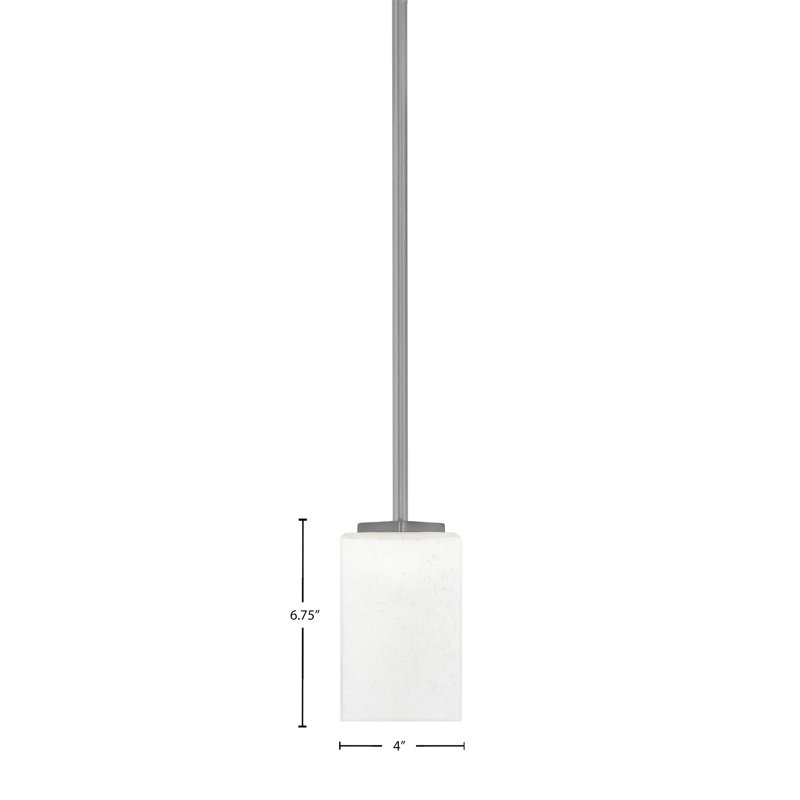 Mini-luminaire suspendu avec tige en verre Fausley, Givré, Blanc, Nickel