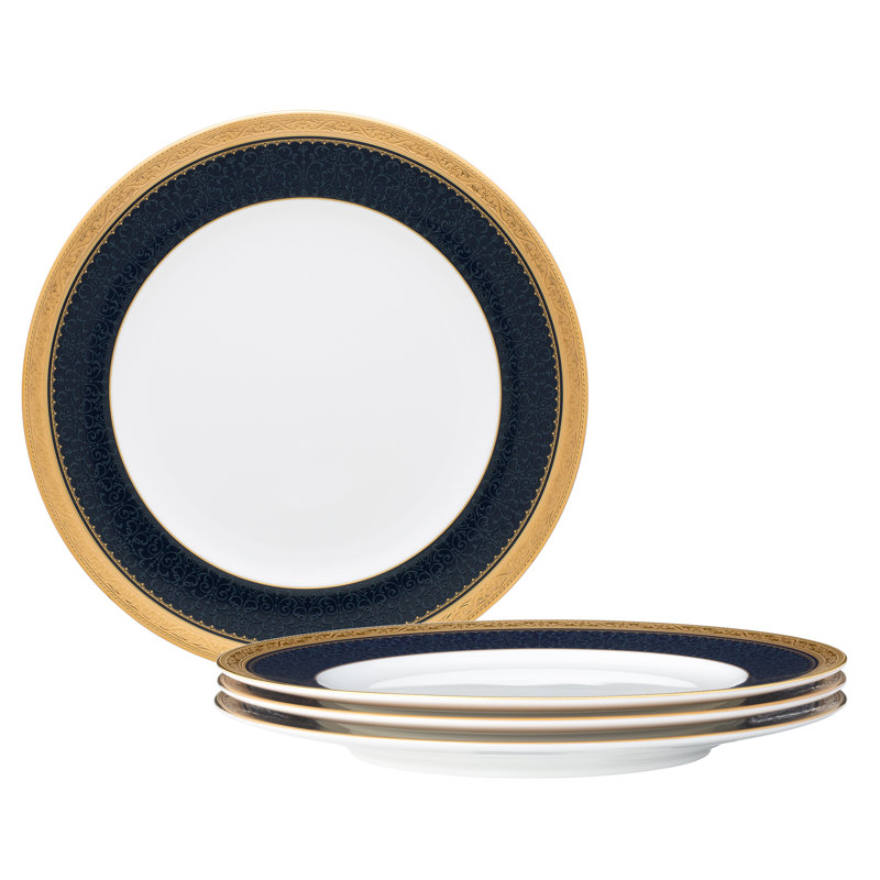 Noritake Odessa Cobalt Salad Plates, 8-1/2", Gold