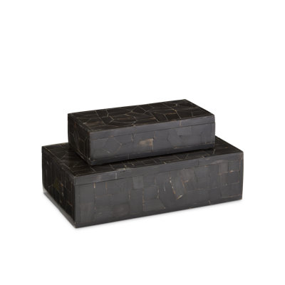 2 Piece Handmade Bone Decorative Box Set
