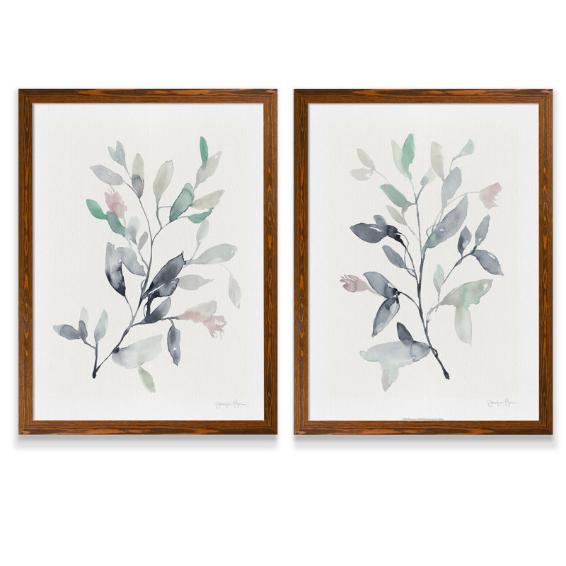 Water Branches I - ensemble de 2 reproductions, H 20 po x l 16 po x P 1,25 po, Toile encadrée, Espresso