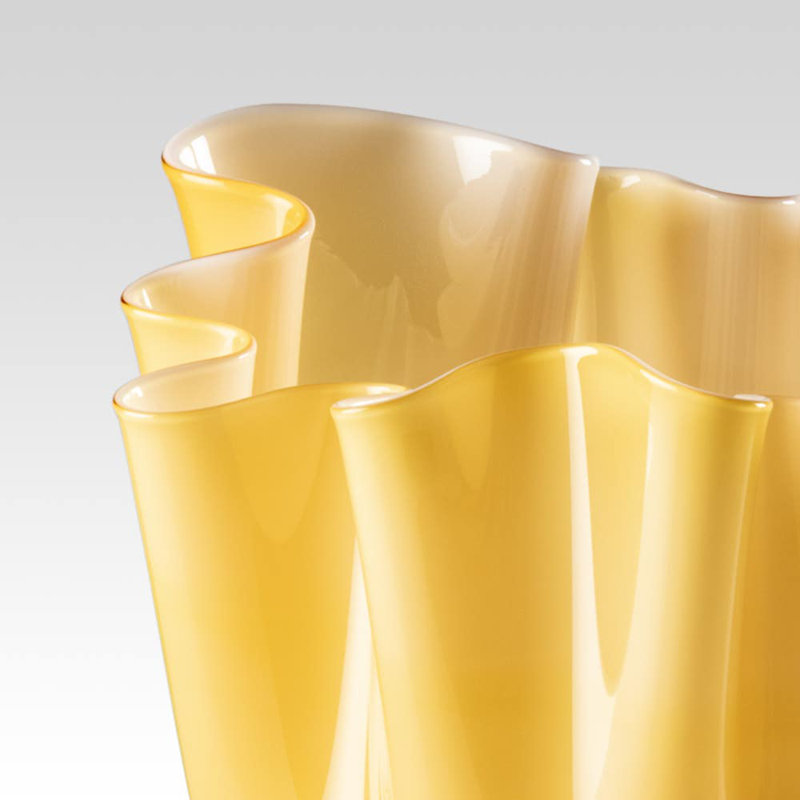 Venini Fazzoletto Vase, 12.2" H x 9.06" W x 9.06" D, Apple Green