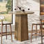 Table de bar ronde de 39,37 po de hauteur avec plateau de table brun et base en bois-1070210611