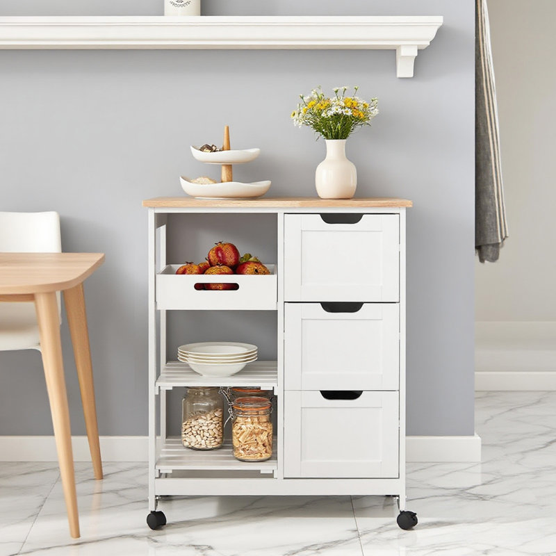 Ryland Kitchen Trolley, Beige, White