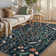 Insect and Plant Vertical Striped Textured Washable Area Rug - Nature-Inspired Carpet for Living Room, Bedroom, or Office