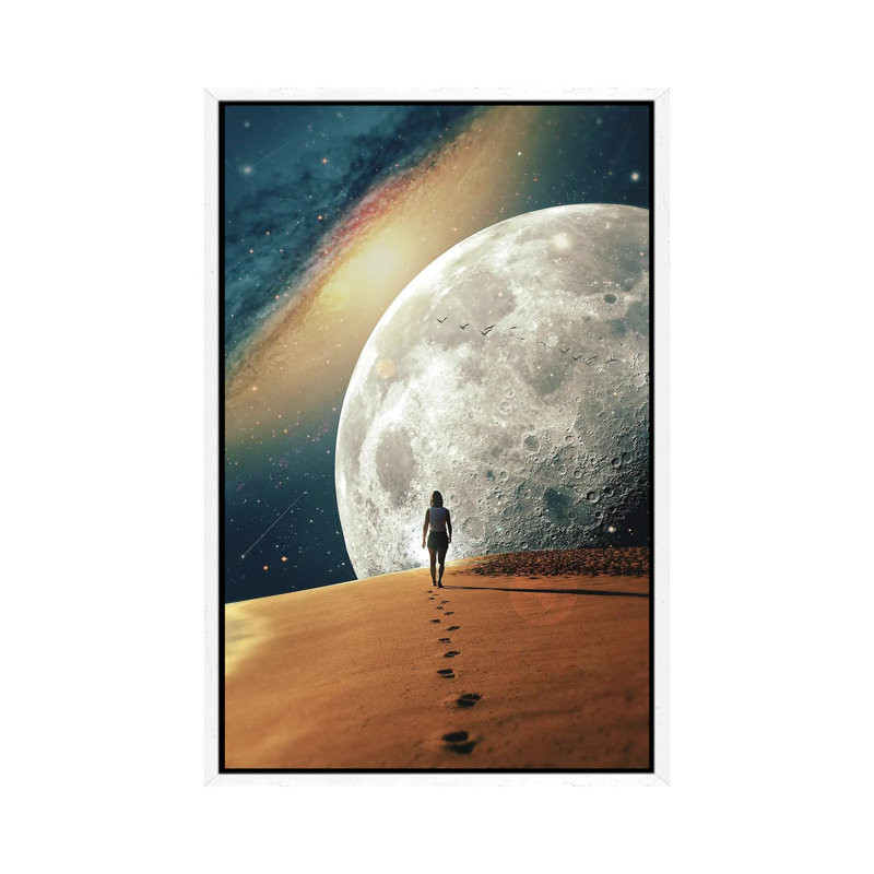 Alone with the Moon II 1 Piece Wall Art on Canvas, 66.04cm H x 45.72cm W x 3.81cm D, White Framed