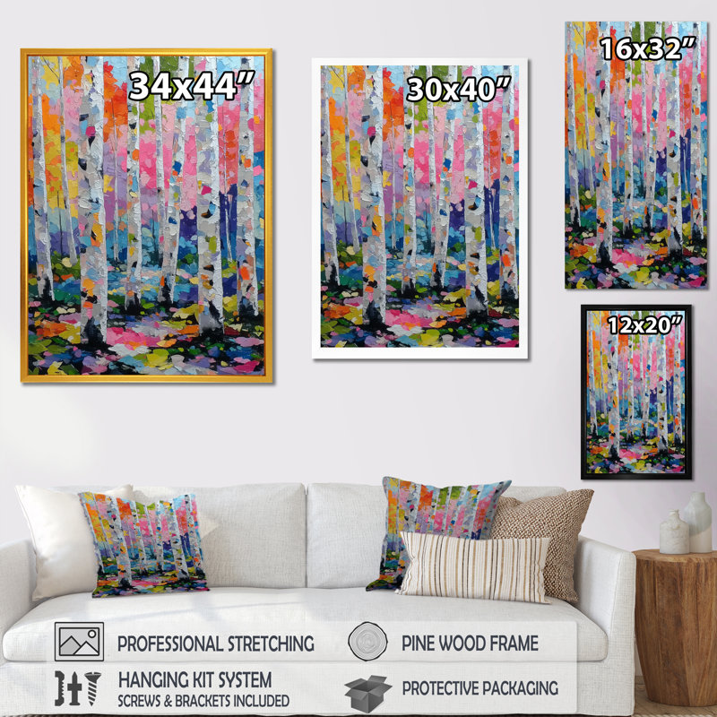 Reproduction d'art sur toile rose et orange, Cadre photo unique, H 40 po x l 30 po, Noir