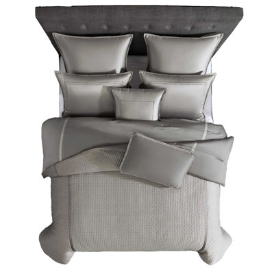 Loi 8Pc Comforter Set With Pillows Shams Reversible Gray Silver