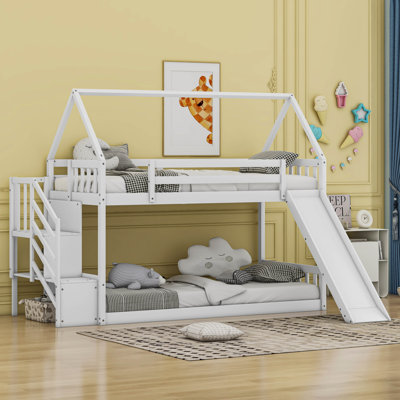 Haubrich Twin over Twin House Bunk Bed with Slide -  Harper Orchard, 1BC35CD60E8A452CA646EE7ED2069139