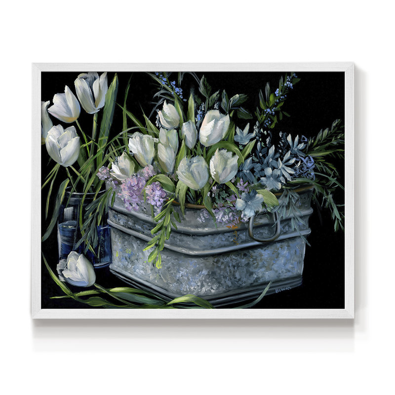 Wild Tulips -Framed Print - Restickable, 22" H x 28" W, White