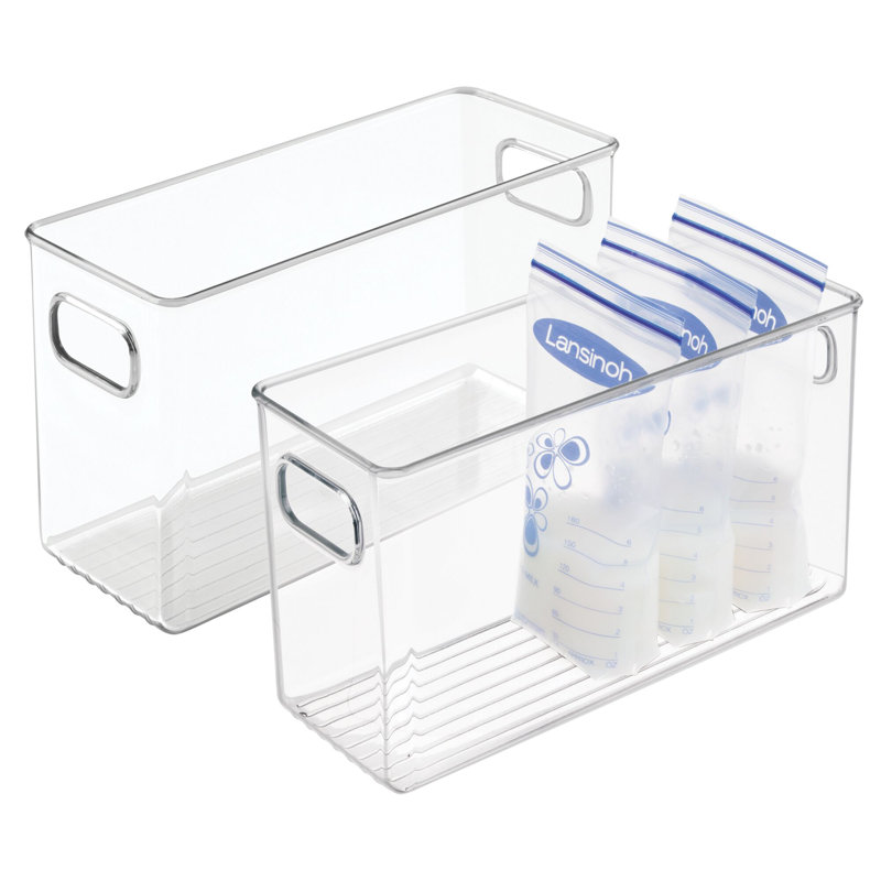iDesign Set of 2 Cube Storage Bins with Handles for Pantry  - Clear, 3.27