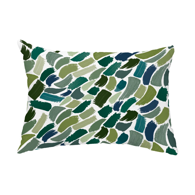 Abstract Outdoor Reversible Throw Pillow, Green