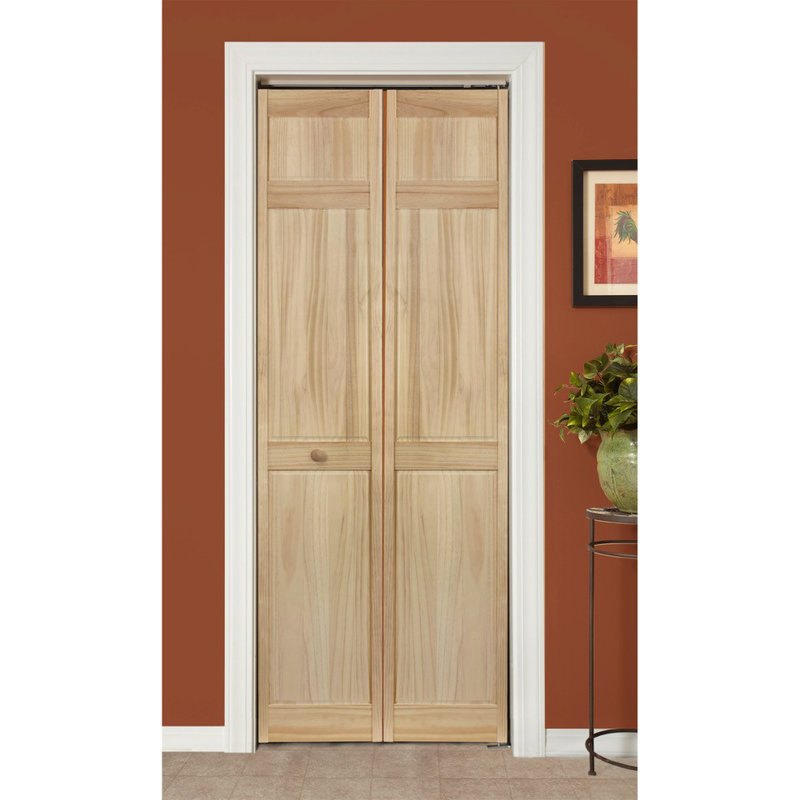 Porte à panneaux pliante en bois, 28 po x 80 po, Prêt à teindre, brun
