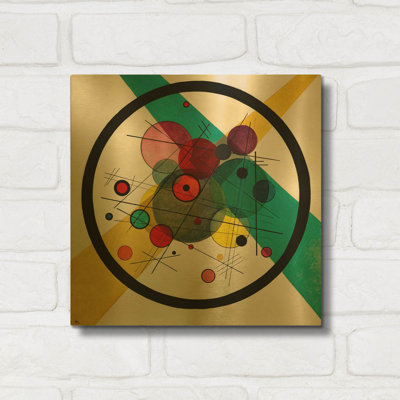«Circles In A Circle» par Wassily Kandinsky, art mural en métal doré, 12 po x 12 po