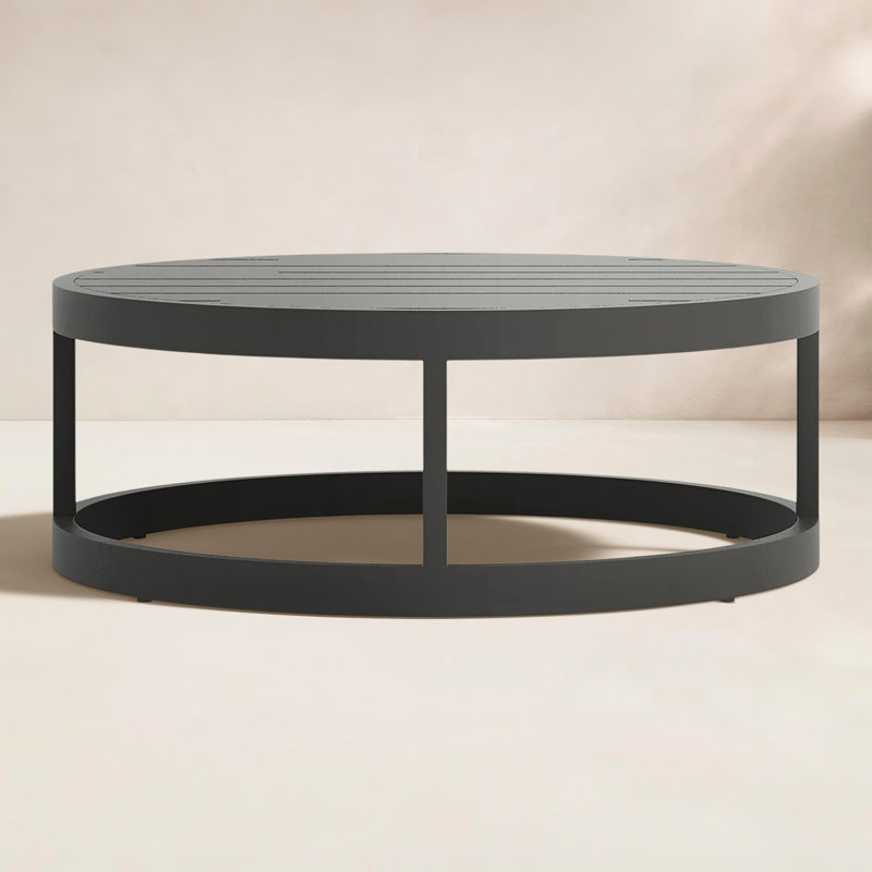 Table basse ronde en aluminium 33,75 po Bergeron, Ardoise