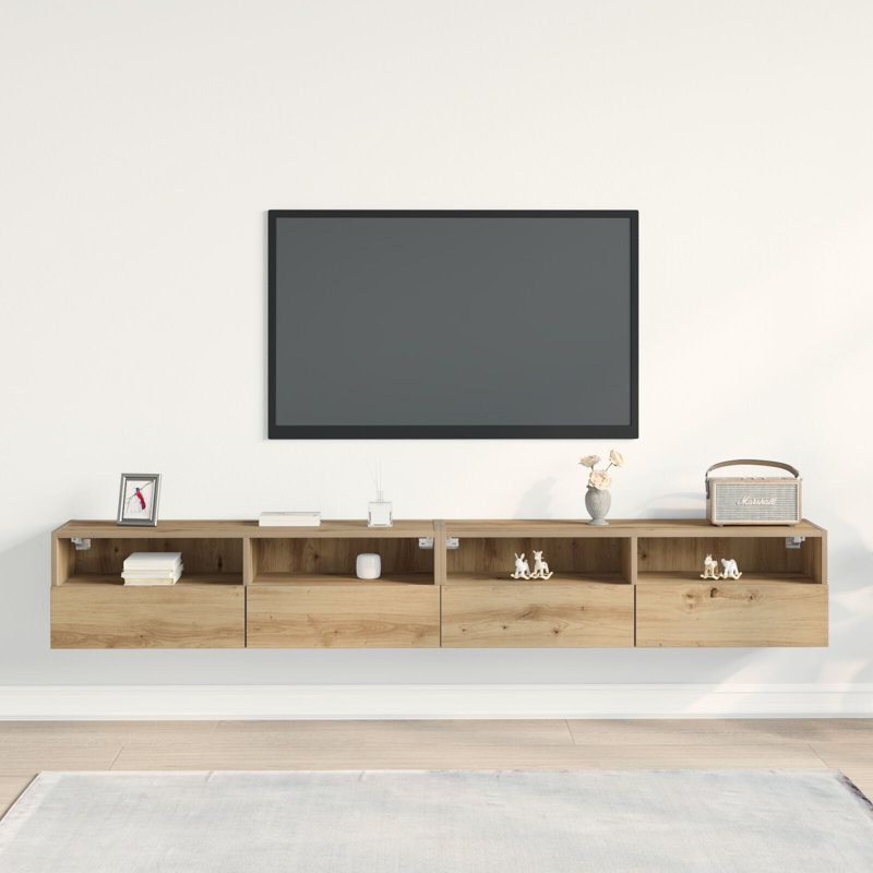 TV Wall Cabinet Wood Medium TV Stand Rectangular, Artisan Oak