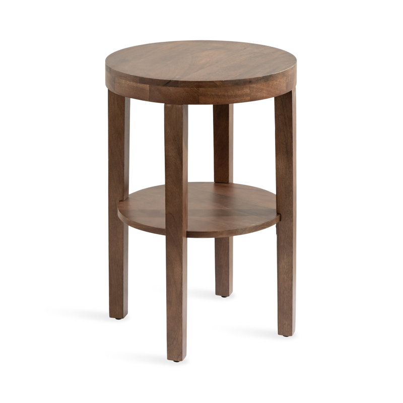 Solid Wood End Table, Dark Brown Wood