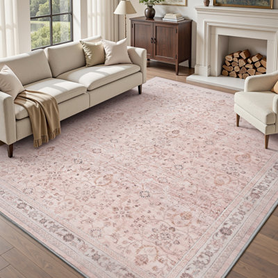 Ultra Soft Machine Washable Floral Living Room Area Rug