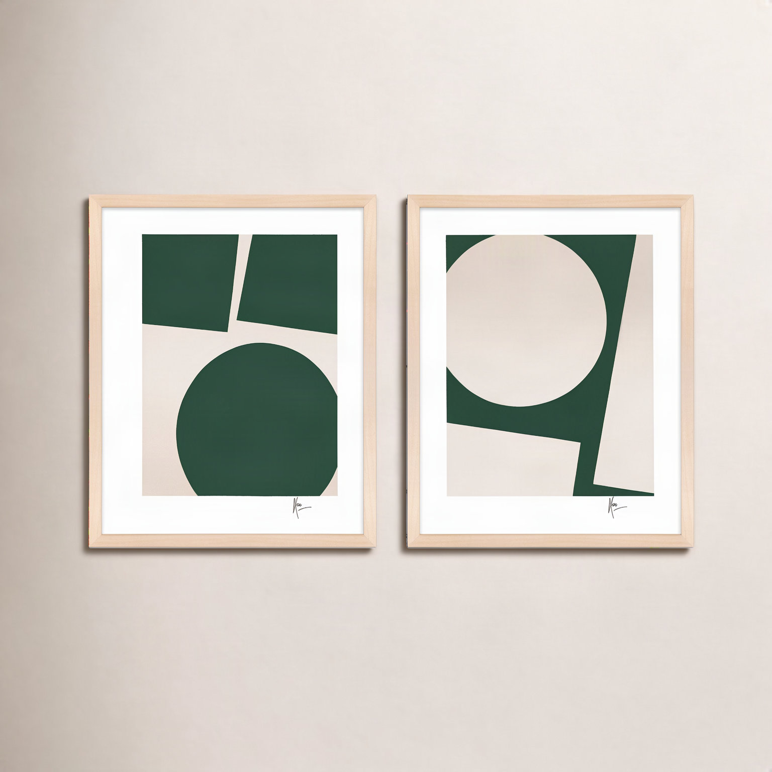 You and Me "In Green" 2-Piece Painting Set, 30" H x 48" W x 1.25" D, Brown