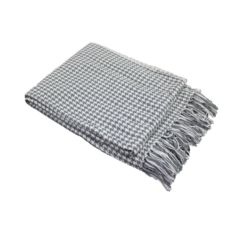 Throws Hand Woven Throw Blanket, Gray/White, 50" W x 60" L