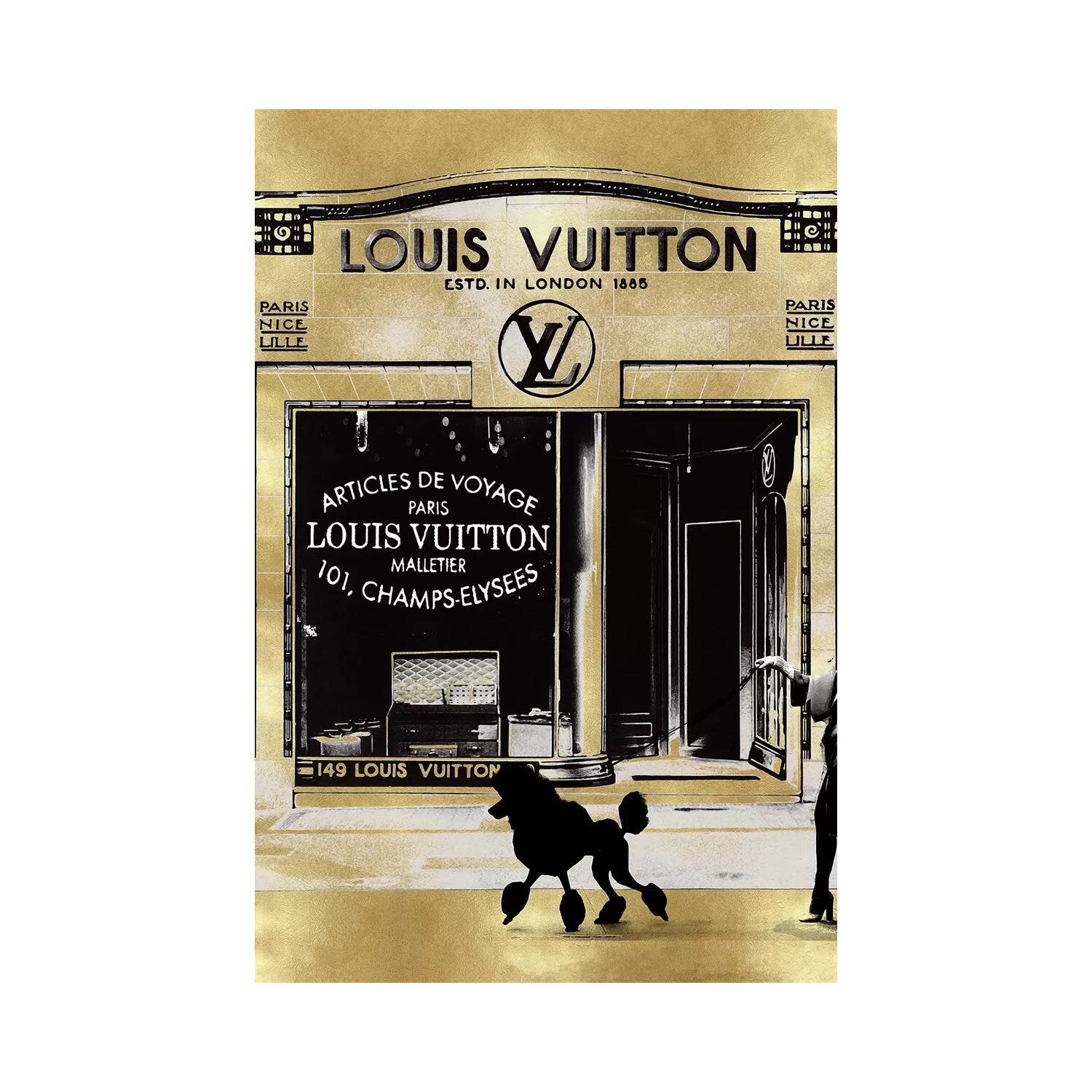 Bless international Vintage Woodgrain Louis Vuitton Sign 3 Framed by  5by5collective Print