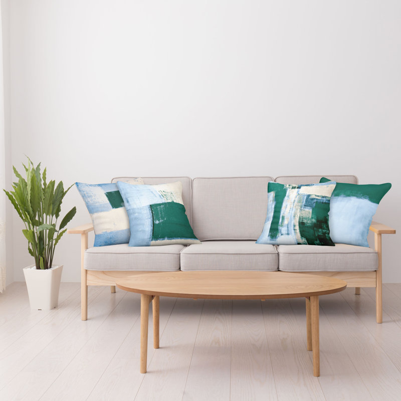 Ensemble de 4 coussins décoratifs Ambesonne Grunge, H 20 po x l 12 po, Vert chasseur / bleu bébé