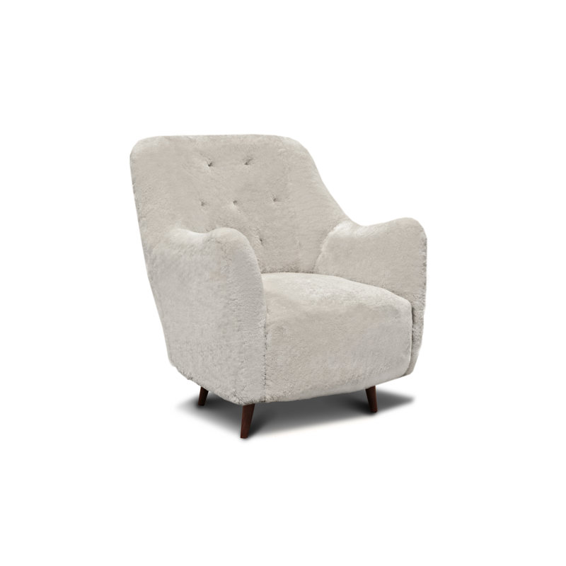 Molly Tufted Armchair, Ivory Wool, Espresso