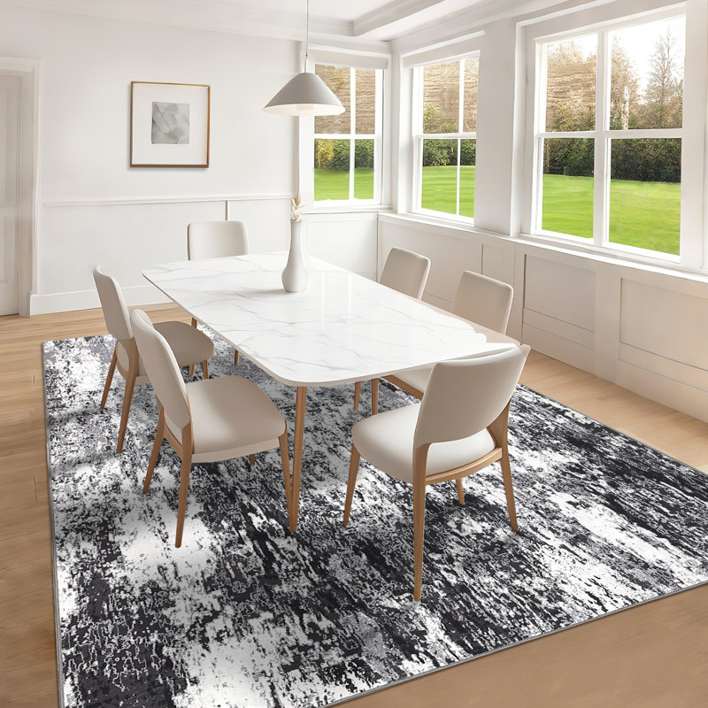 Tapis d'intérieur moderne, lavable à la machine, résistant aux taches et facile à nettoyer avec revêtement antidérapant