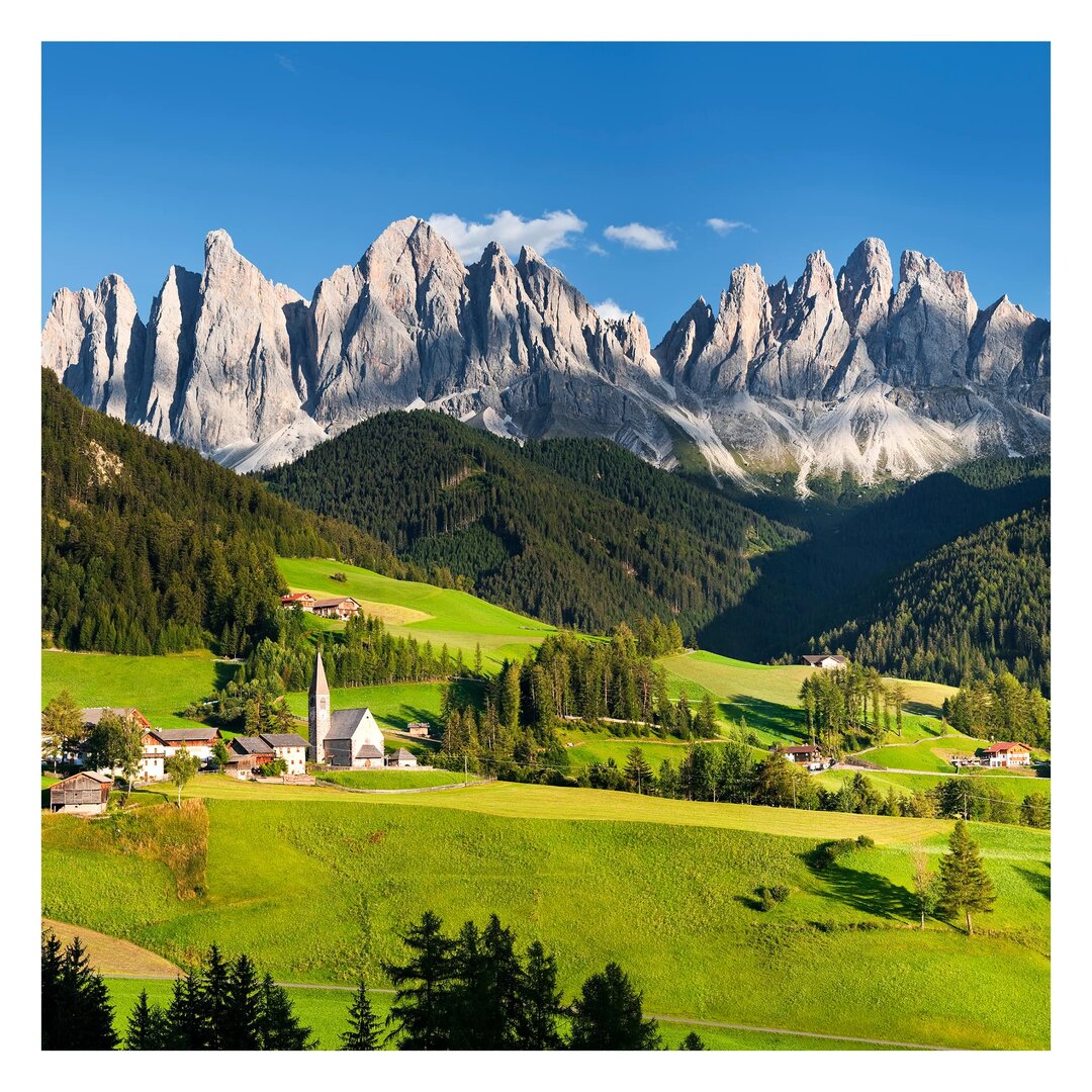 Strukturierte Fototapete Geisler Peaks in South Tyrol, 3,36 m x 336 cm