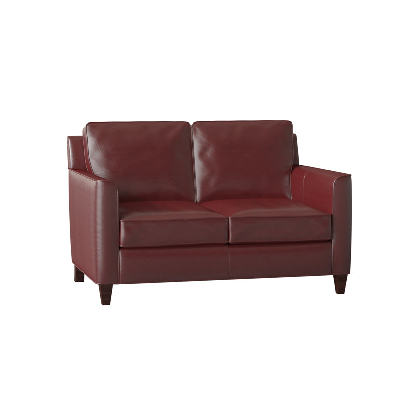 Yorba Leather Loveseat, Mahogany, Anilina Hunter Genuine Leather