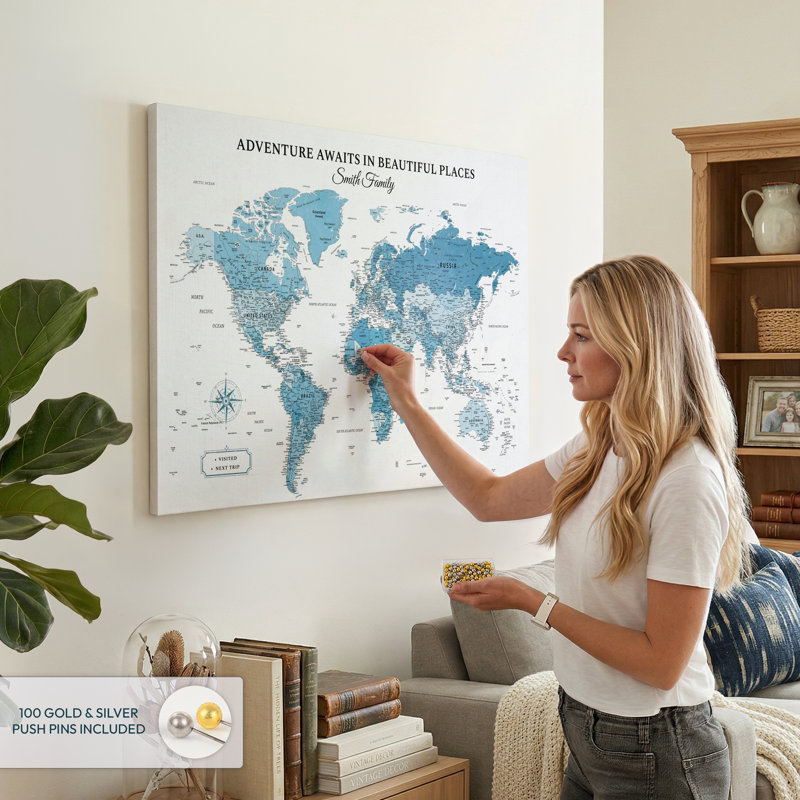 Pin's personnalisé World Places II Ameere, H 24 po x l 36 po, Oui