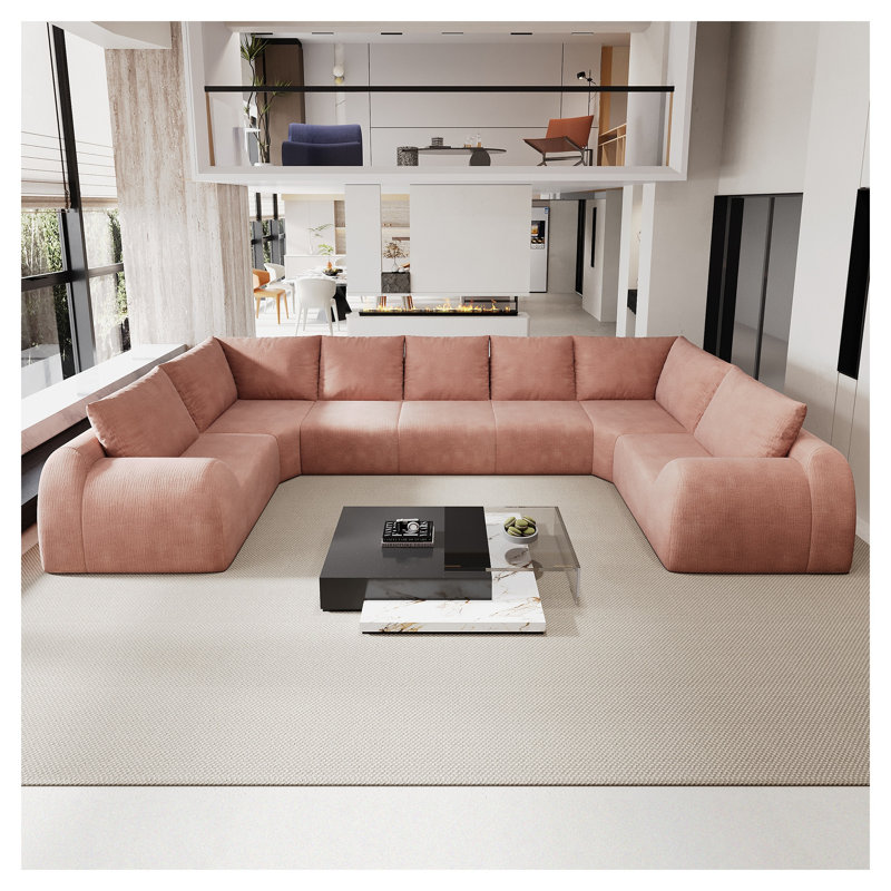 Upholstered 161.9 Sofa, Pink Fabric