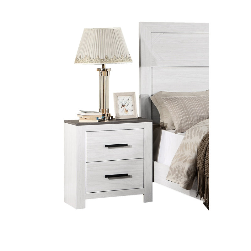 Table de chevet blanche 2 pour la chambre à coucher - table de chevet moderne à assemblage pratique