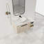 Meuble-lavabo flottant de conception moderne avec lavabo d'art en céramique, dalle de pierre plate blanche et petites tablettes de rangement, porte à fermeture douce-569371093