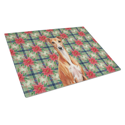 Planche à découper en verre Red Whippet Christmas PoinsettIas