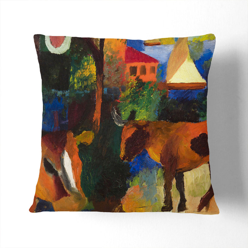 Landscape With Cows Square Throw Cushion, 40cm H x 40cm W x 15cm D