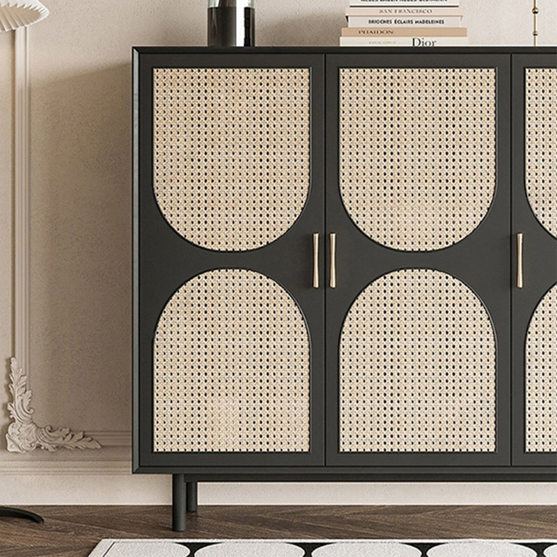 Armoire décorative multifonctionnelle en osier tressé, H 35,43 po x l 62,99 po x P 14,96 po